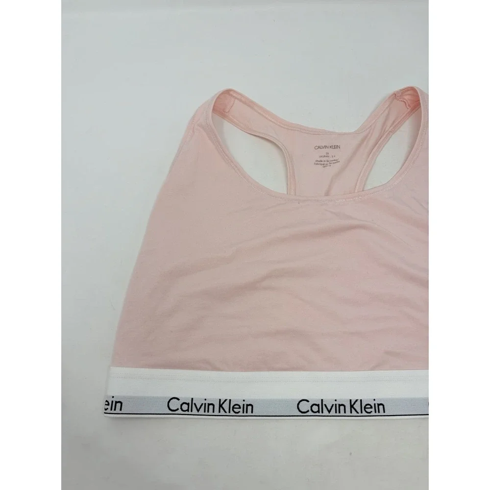 Calvin Klein Womens Plus Size 2X Modern Cotton Unlined Bralette QF5116 Pink 1316